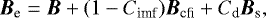 \begin{equation} {\boldsymbol{B}}_{\rm e} = {\boldsymbol{B}} + (1-C_{\rm imf}) {\boldsymbol{B}}_{\rm cfi} + C_{\rm d} {\boldsymbol{B}}_{\rm s}, \end{equation}