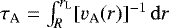 $\tau_{\rm A} = \int_{R}^{r_{\rm L}} [v_{\rm A}(r)]^{-1}\, \mathrm{d}r$
