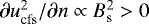 $\partial u_{\rm cfs}^{2}/ \partial n \propto B_{\rm s}^{2} > 0$