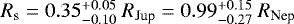 $R_{\rm s} = 0.35_{-0.10}^{+0.05}\ R_{\rm Jup} = 0.99_{-0.27}^{+0.15}\ R_{\rm Nep}$