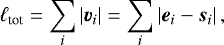 \begin{equation} \ell_{\rm tot} = \sum_i | \boldsymbol{v}_i | = \sum_i | \boldsymbol{e}_i - \boldsymbol{s}_i | \, , \label{equ_methods_ltot_def} \end{equation}