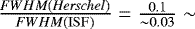 $\frac{FWHM(\mathrm{\textit{Herschel}})}{FWHM(\mathrm{ISF})}=\frac{0.1}{\sim0.03}\sim$