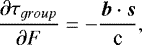 $\frac{\partial \tau_{group}} {\partial F} = -\frac{\boldsymbol{b}\cdot\boldsymbol{s}}{\textrm{c}} , $
