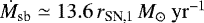 $\dot{M}_{\textrm{sb}} \simeq 13.6\, r_{\textrm{SN,1}}\, M_{\odot}~\rm yr^{-1}$