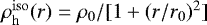 $\rho_{\mathrm{h}}^{\mathrm{iso}}(r) = \rho_{0}/[1 + (r / r_0)^2]$