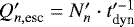 $Q&#x0027;_{n,\textrm{esc}}=N&#x0027;_n \cdot t&#x0027;^{-1}_{\textrm{dyn}}$