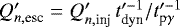 $Q&#x0027;_{n,\textrm{esc}}=Q&#x0027;_{n,\textrm{inj}} \, t&#x0027;^{-1}_{\textrm{dyn}}/t&#x0027;^{-1}_{\textrm{p} \gamma}$