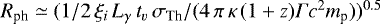 $R_{\textrm{ph}} \simeq (1/2 \, \xi_i \, L_{\gamma} \, t_v \, \sigma_{\textrm{Th}}/(4 \, \pi \, \kappa \, (1&#x002B;z) \Gamma c^2 m_{\textrm{p}}) )^{0.5}$