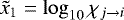 $\tilde x_1=\log_{10} \chi_{j \rightarrow i}$
