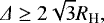 Mathematical equation: $\Delta \ge 2\sqrt{3} R_{\textrm{H}}, $