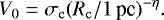 \begin{align} V_0= \sigma_{\mathrm{c}} ( R_{\mathrm{c}} / 1 \, \textrm{pc} )^{-\eta}.\end{align}