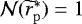 $\mathcal{N}(\widetilde{r}_{\mathrm{p}}^{\ast})=1$