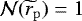 $\mathcal{N}(\widetilde{r}_{\mathrm{p}})=1$