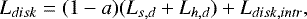 $ {L_{disk} = (1-a)(L_{s,d}&#x002B;L_{h,d})&#x002B;L_{disk,intr}}, $