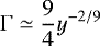 $\displaystyle {{{\UpGamma}}\simeq\frac{9}{4}y^{-2/9}}$