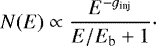 $ N(E) \propto \frac{E^{-g_{\textrm{inj}}}} {E/E_{\mathrm b}&#x002B;1}\cdot $