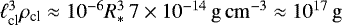 $\ell_{\rm cl}^3 \rho_{\rm cl} \approx 10^{-6} R_\ast^3 \, 7 \times 10^{-14} \, \rm g\, cm^{-3} \approx 10^{17} \, \rm g$