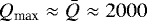 $Q_{\rm max} \approx \bar{Q} \approx 2000$