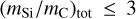 $(m_{\textrm{{Si}}}/m_{\textrm{{C}}})_{\rm{tot}} \leq 3$