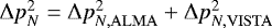 $\UpDelta p_N^2 = \UpDelta p_{N, \rm ALMA}^2 &#x002B; \UpDelta p_{N, \rm VISTA}^2$