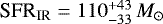 $\sfr_{\textrm{IR}} = 110^{&#x002B;43}_{-33}\,{{M}_{\odot}}$