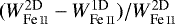 $(W^{\mathrm{2D}}_{\ion{Fe}{ii}}-W^{\mathrm{1D}}_{\ion{Fe}{ii}}) /W^{\mathrm{2D}}_{\ion{Fe}{ii}}$