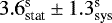Mathematical equation: $3.6^{\text{s}}_{\text{stat}} \pm 1.3^{\text{s}}_{\text{sys}}$