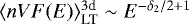 Mathematical equation: $\langle n V F(E) \rangle^{3\textrm{d}}_{\textrm{LT}} \sim E^{-\delta_2/2+1}$