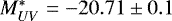 Mathematical equation: $M^*_{UV}=-20.71\pm0.1$