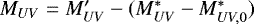 Mathematical equation: $M_{UV} = M'_{UV} - (M^*_{UV} - M_{UV,0}^*)$