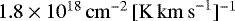 Mathematical equation: $1.8 \times 10^{18}\,\mathrm{cm}^{-2}\,[\mathrm{K\,km\,s}^{-1}]^{-1}$