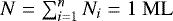 Mathematical equation: $ N=\sum_{i=1}^{n}N_{i}=1\mathrm{~ML}$