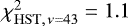 Mathematical equation: $\chi_{\mathrm{HST,\,\nu=43}}^2 = 1.1$