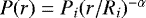 Mathematical equation: $P(r) = P_i (r/R_{i})^{-\alpha}$
