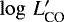 Mathematical equation: $\log\,L'_{\textrm{CO}}$