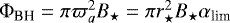 Mathematical equation: ${\mathrm{\Phi}}_{\textrm{BH}}=\pi \varpi_a^2 B_{\star} = \pi r_{\star}^2 B_{\star} \alpha_{\textrm{lim}}$