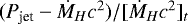 Mathematical equation: $ (P_{\textrm{jet}}-\dot{M}_Hc^2) / [\dot{M}_Hc^2]_t$