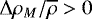 Mathematical equation: ${\UpDelta} \rho_M /\overline{\rho}>0$