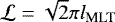 Mathematical equation: $\mathcal{L} = \sqrt{2}\pi l_{\textrm{MLT}}$
