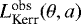 Mathematical equation: $L^{\textrm{obs}}_{\textrm{Kerr}} (\theta, a)$