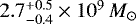 Mathematical equation: $2.7^{+0.5}_{-0.4} \times 10^{9}\,M_{\odot}$