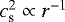 Mathematical equation: $c_{\textrm{s}}^2 \propto r^{-1}$