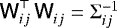 Mathematical equation: ${\ensuremath{\textsf{W}}}_{ij}^{\top} \, {\ensuremath{\textsf{W}}}_{ij}^{} = {\ensuremath{{{\mathrm{\Sigma}}}}}_{ij}^{-1}$