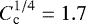 Mathematical equation: $C_{\text{c}}^{1/4}= 1.7$