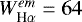 Mathematical equation: $W_{\textrm{H}\alpha}^{em}=64$