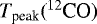 Mathematical equation: $T_{\textrm{peak}}(^{12}\textrm{CO})$