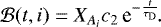 Mathematical equation: $\mathcal{B}(t,i)= X_{A_i} c_2 \, \textrm{e}^{-\frac{t}{\tau_{\textrm{D}}}}\!. $
