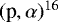 Mathematical equation: $(\textrm{p}, \alpha)^{16}$