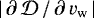 Mathematical equation: $|\,\partial\,\mathcal{D}\,/\,\partial\,v_{\mathrm{w}}\,|$