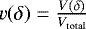 Mathematical equation: $v(\delta) = \frac{V(\delta)}{V_{\mathrm{total}}}$